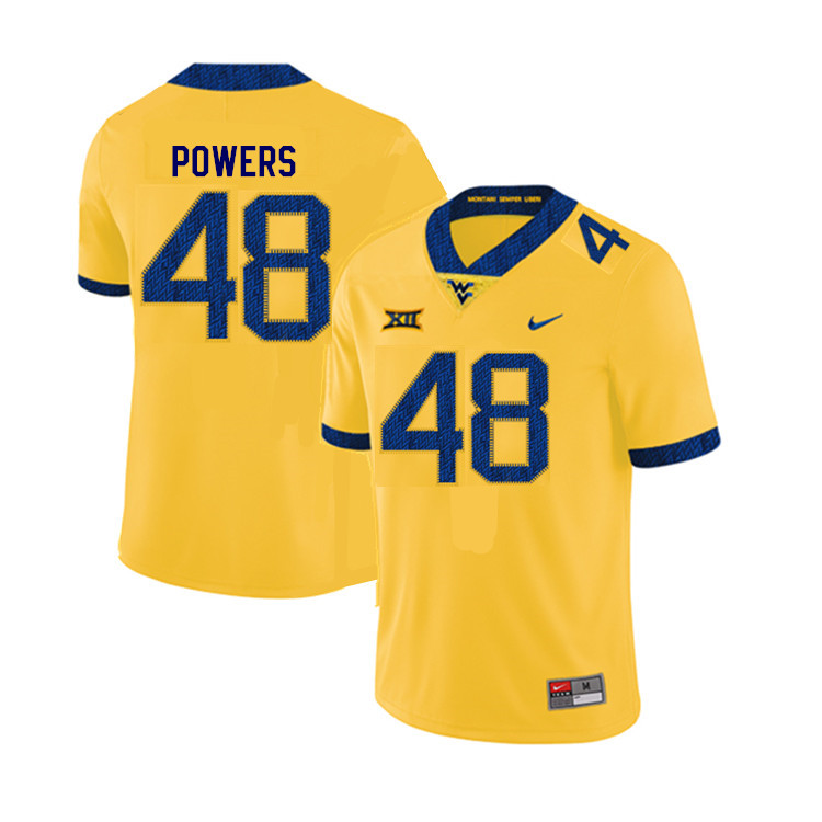 Men #48 Mike Powers West Virginia Mountaineers College Football Jerseys Sale-Yellow